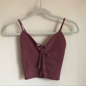 Mauve crisscrossed front crop